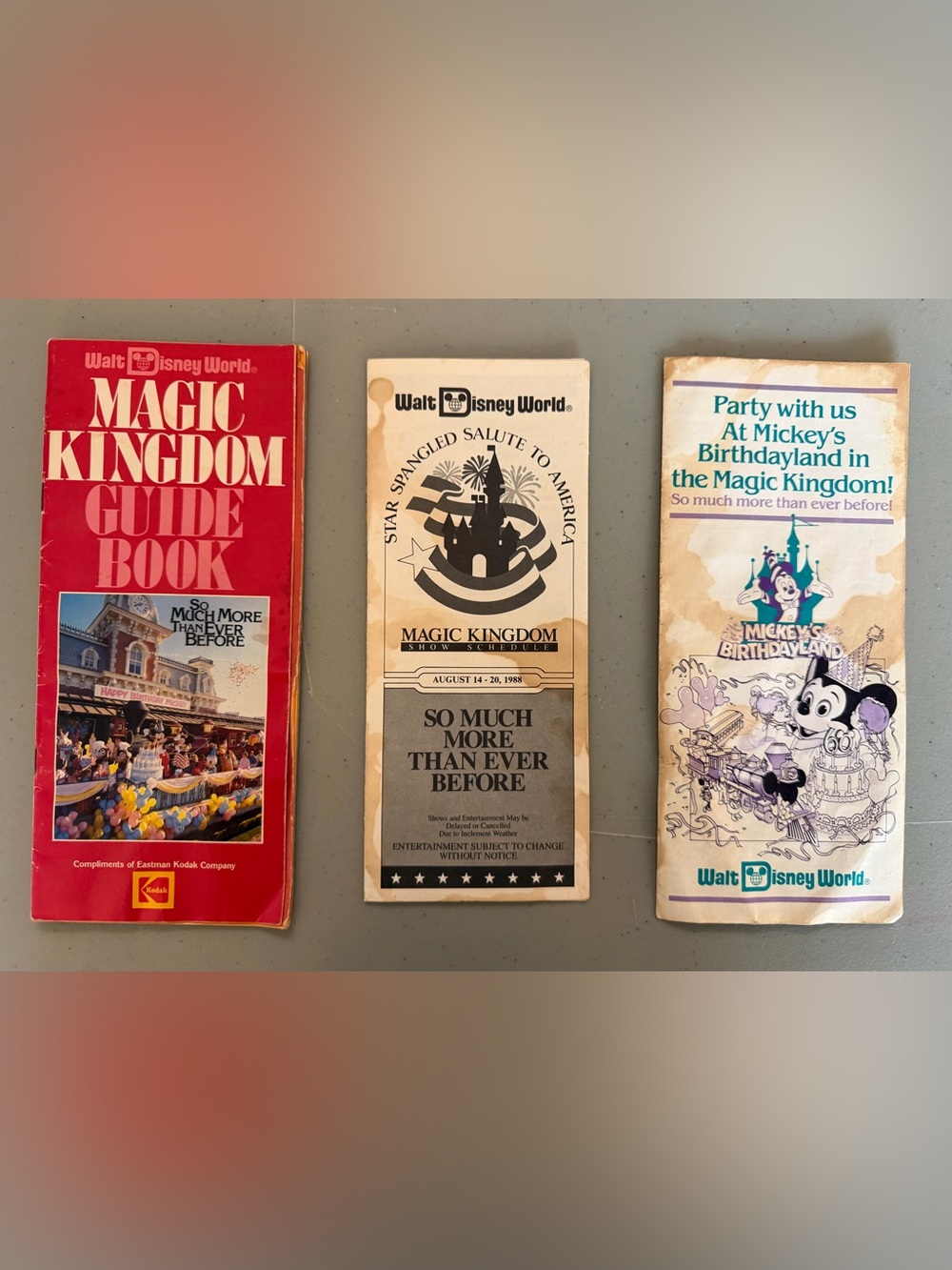 Vintage 1988 Walt Disney World Magic Kingdom Guide Maps